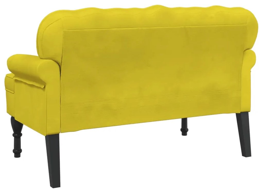 Banco com encosto 119,5x64,5x75 cm veludo amarelo