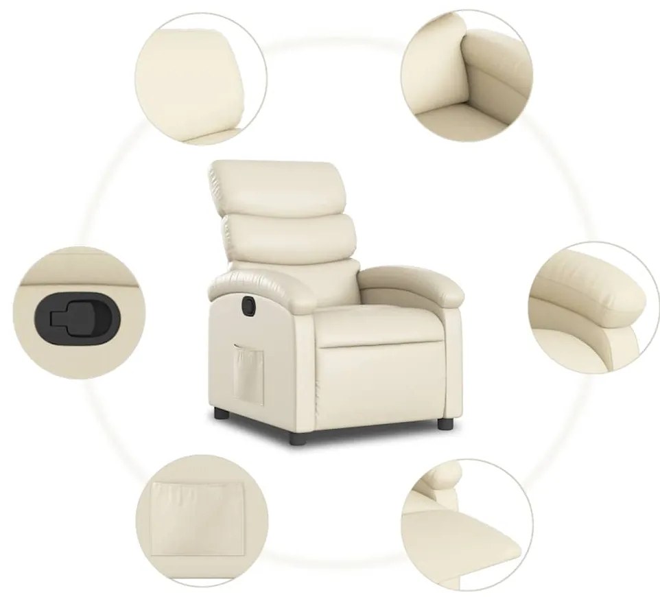 Poltrona reclinável couro artificial cor creme