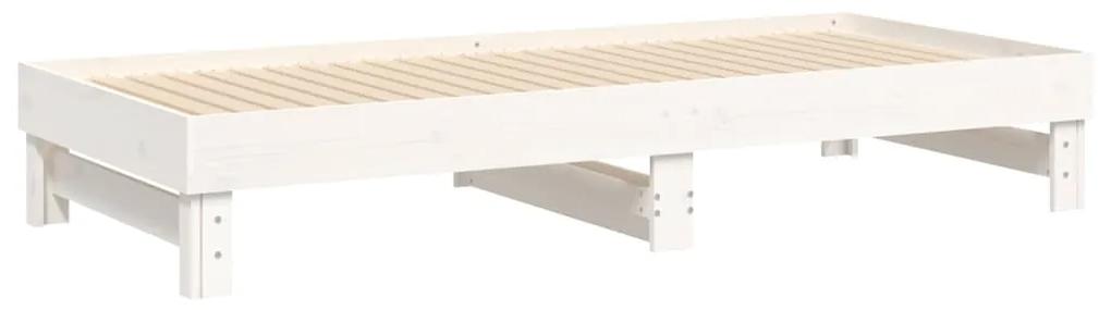Sofá-cama de puxar 2x(100x200) cm madeira pinho maciça branco