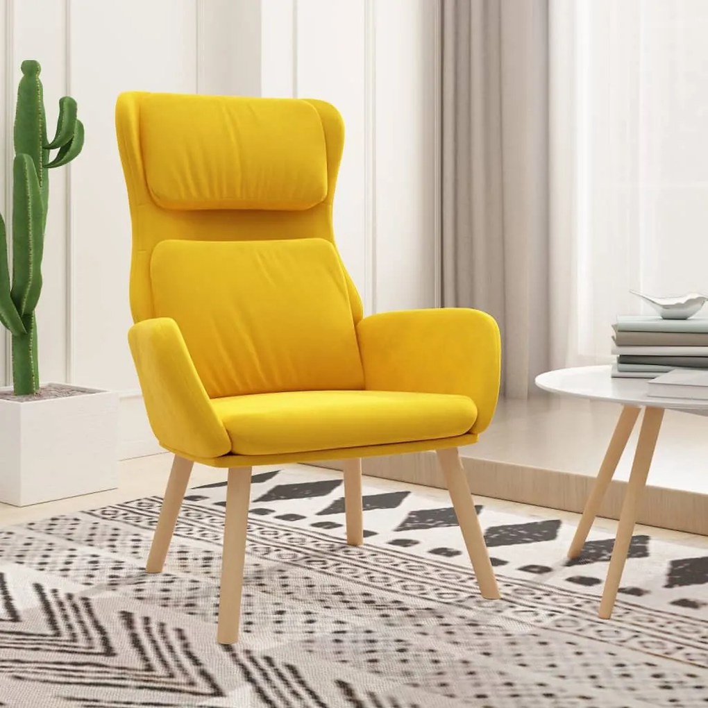 341358 vidaXL Cadeira de descanso veludo amarelo mostarda