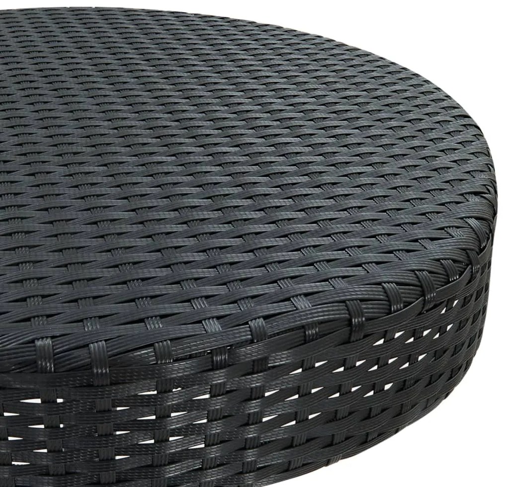 3 pcs conjunto bar de jardim com almofadões vime PE preto