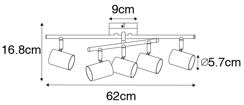 Candeeiro de teto moderno branco 5 luzes ajustável quadrado - Jeana