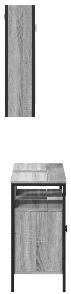 2 pcs conjunto móveis WC derivados de madeira sonoma cinza