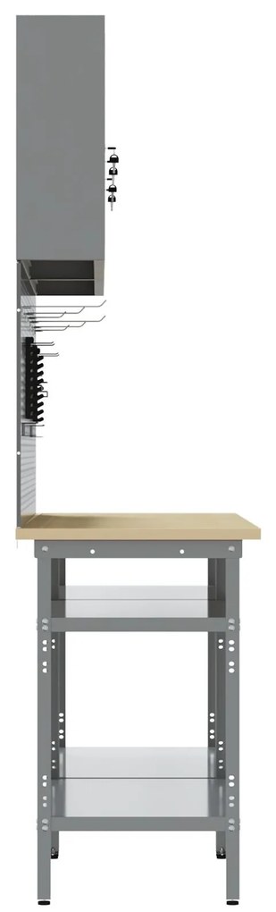 Conjunto de Bancada de Trabalho com 8 Peças em Aço Cinzento