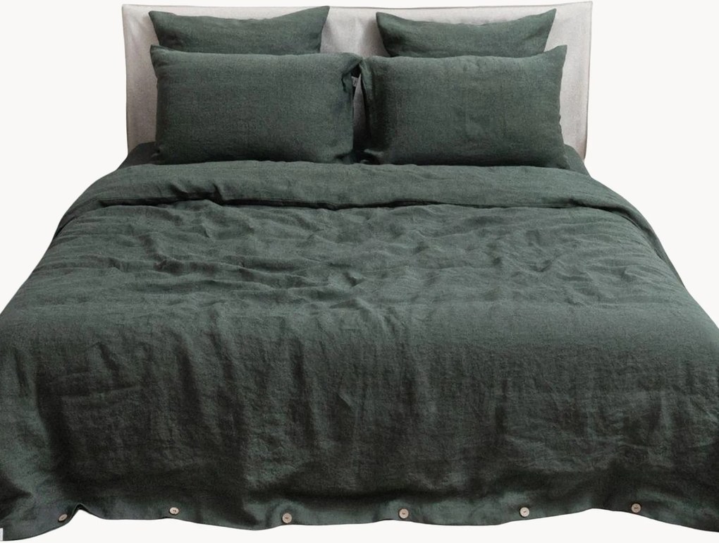 Conjunto de roupa de cama em linho Forest Green, conjunto de 2