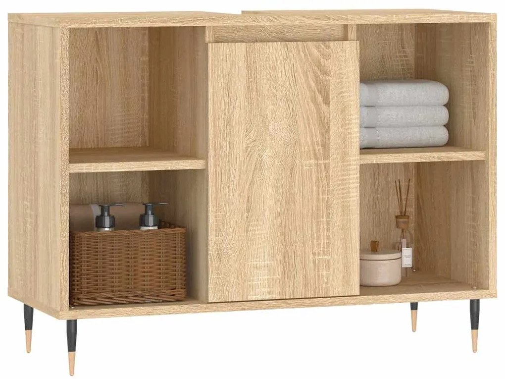Armário p/ casa banho 80x33x60cm deriv. madeira carvalho sonoma
