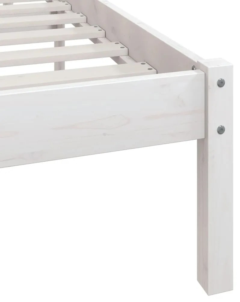 Estrutura de cama 140x190 cm pinho maciço branco