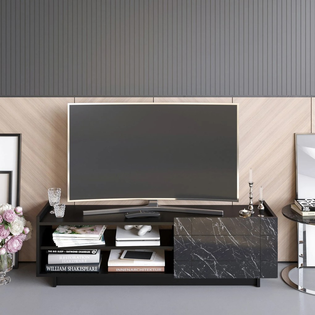 Móvel de TV Valantina – Preto – 140 cm x 41,4 cm x 37,1 cm