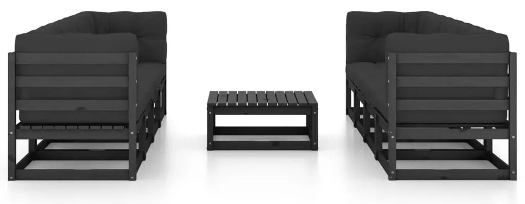 9 pcs conjunto lounge de jardim c/ almofadões pinho maciço