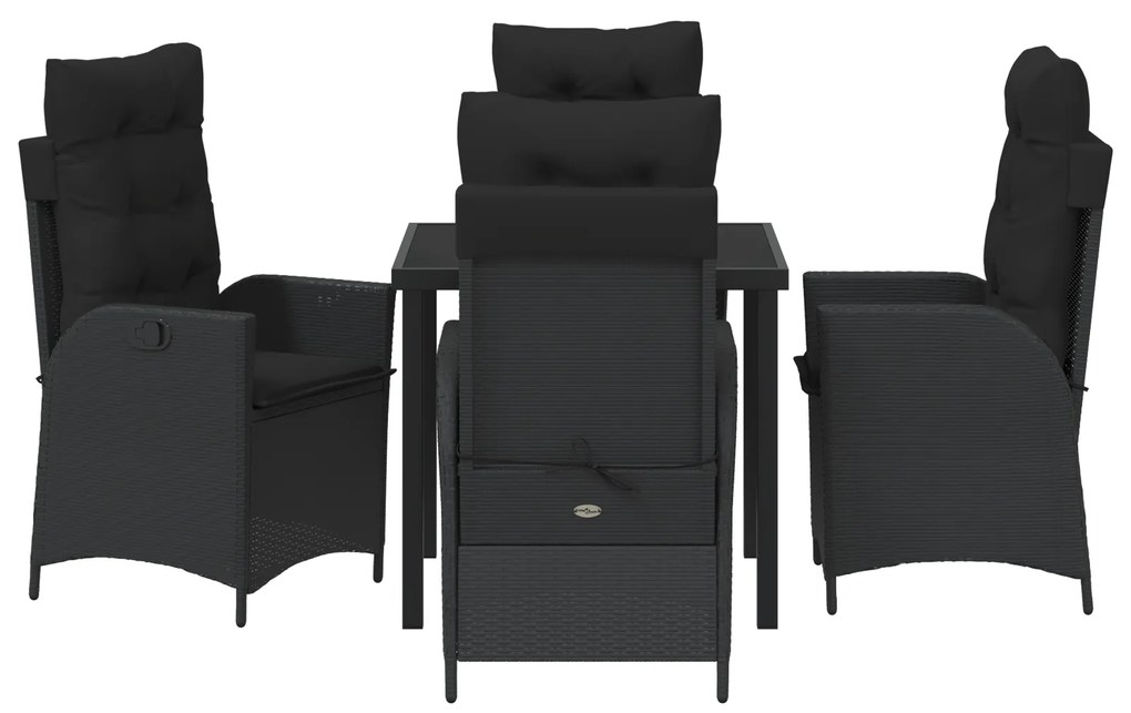 Conjunto de 5 Peças de Jantar de Jardim com Almofadas - Vime Poliéster