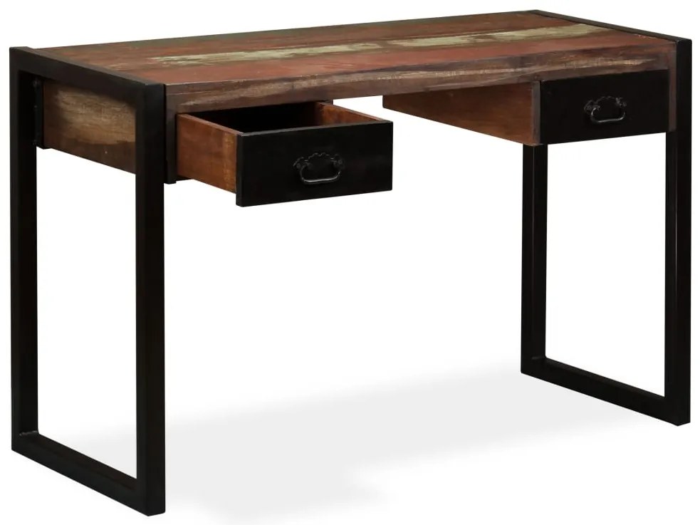 Mesa com 2 gavetas madeira recuperada maciça 120x50x76 cm