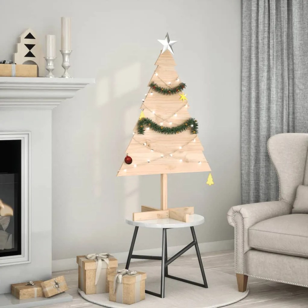 vidaXL Árvore de Natal em madeira decorativa 110 cm madeira maciça