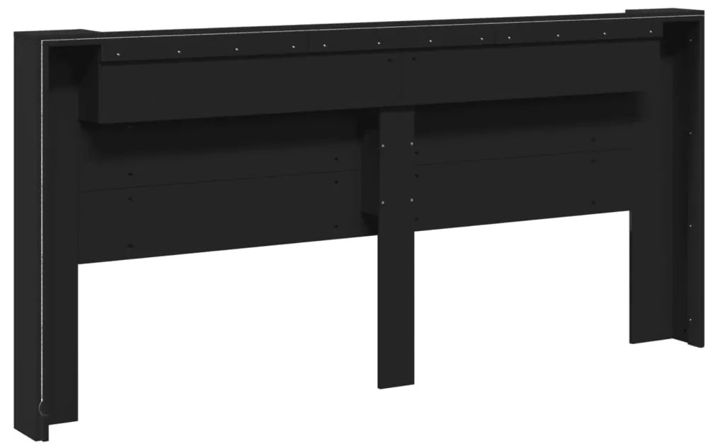 Armário de cabeceira com luzes LED 220x16,5x103,5 cm preto