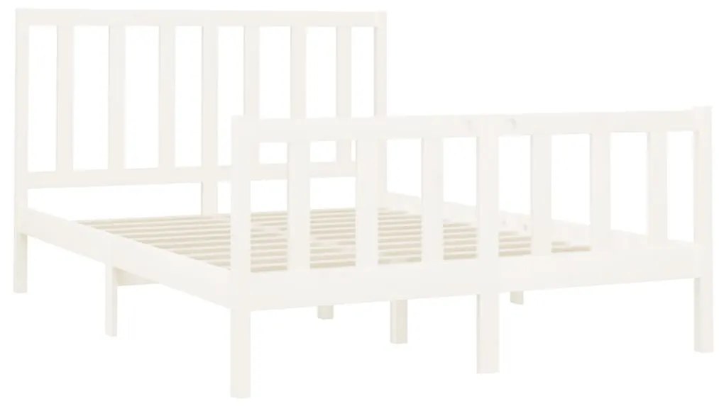 Estrutura de cama 140x190 cm madeira de pinho maciça branco