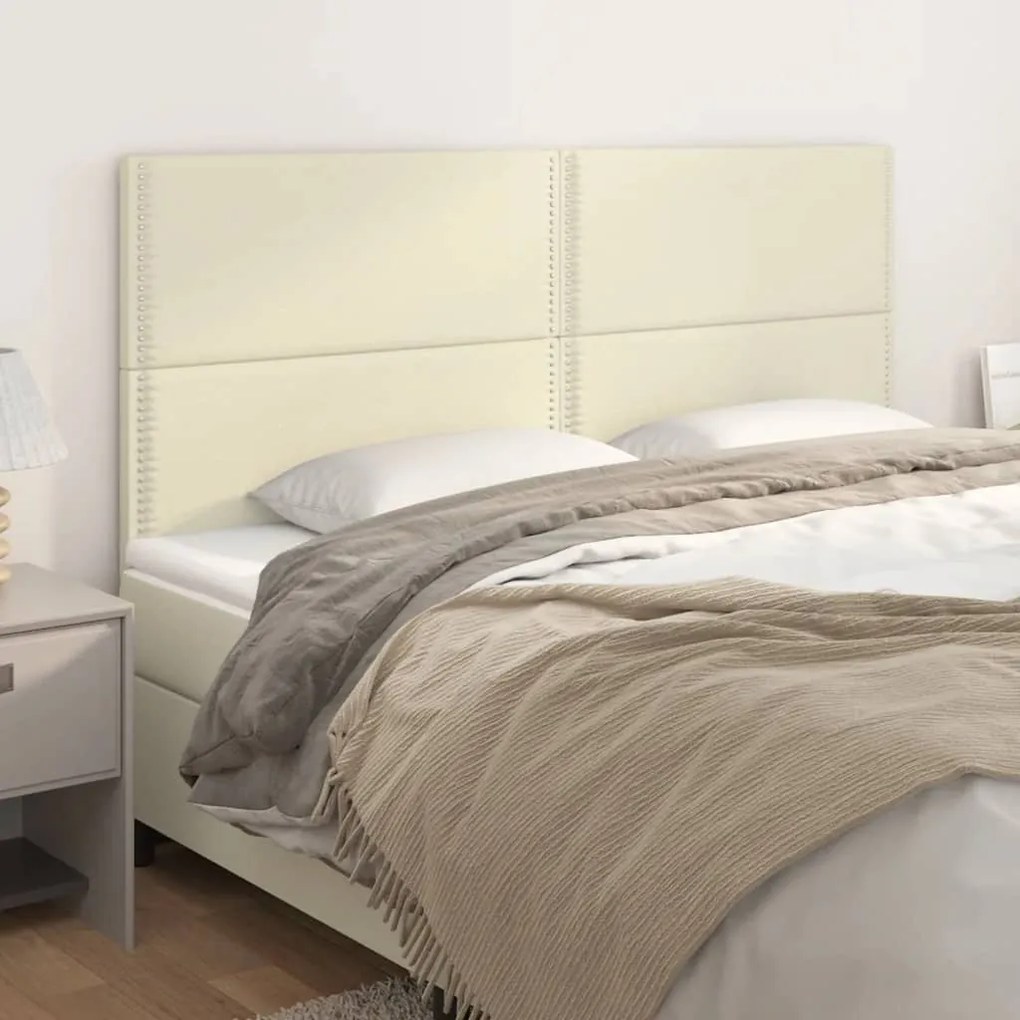 vidaXL Cabeceiras de cama 4 pcs 100x5x78/88 cm couro artificial creme
