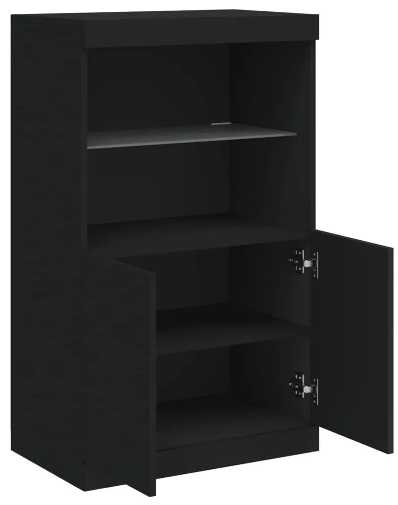 Aparador com luzes LED 60,5x37x100 cm preto