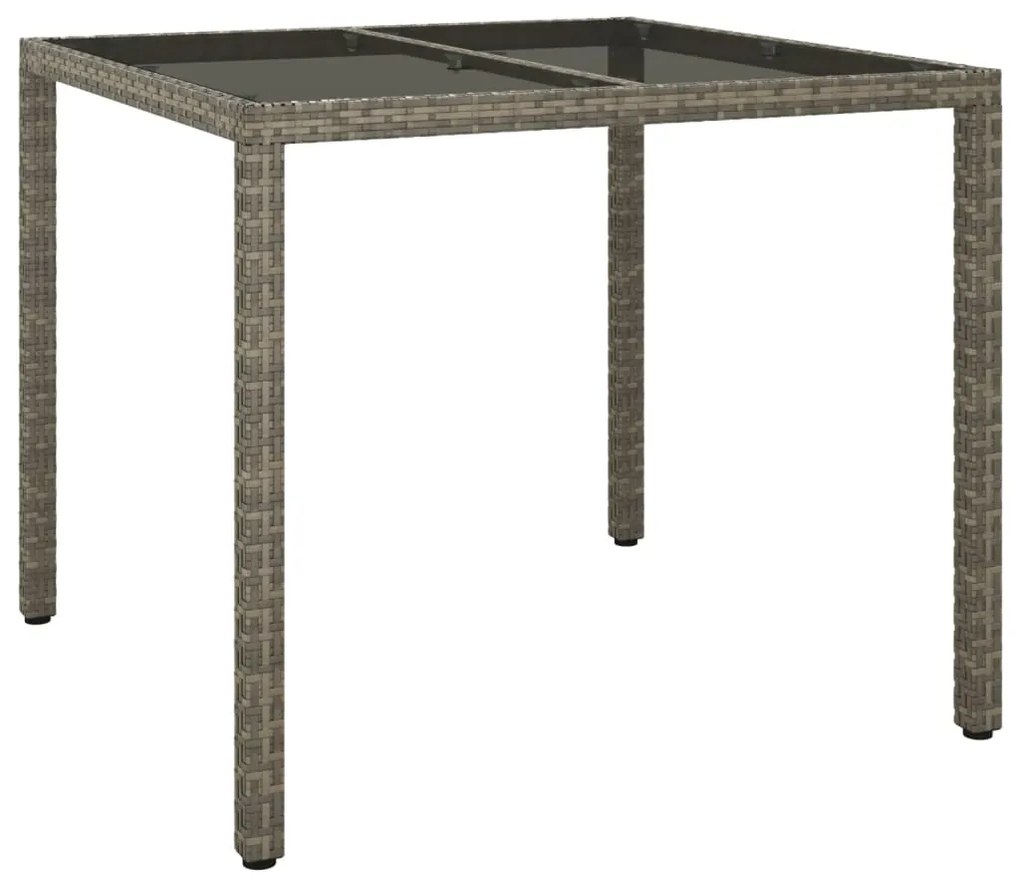 3 pcs conjunto de jantar p/ jardim c/ almofadões vime PE cinza