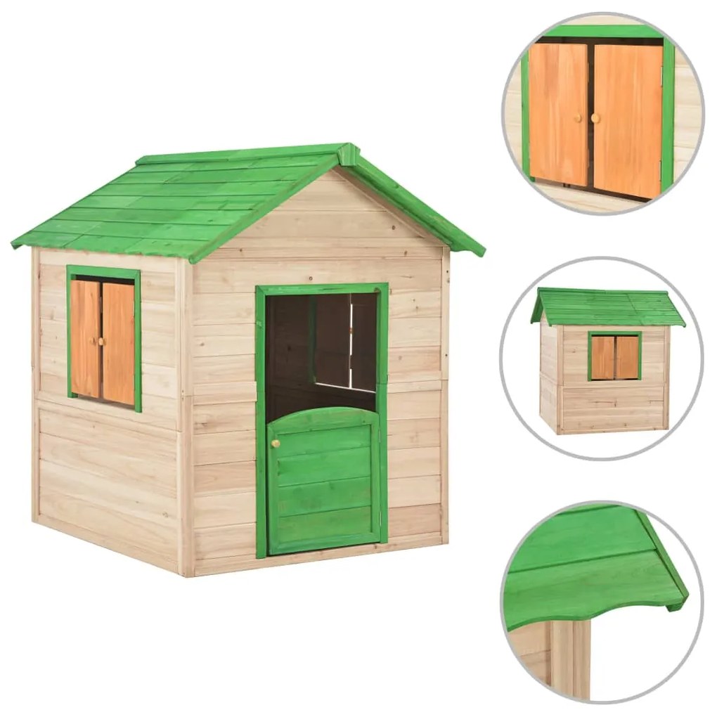 91791 vidaXL Casa de brincar para crianças madeira de abeto verde