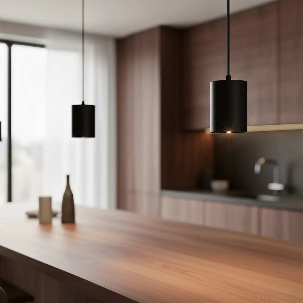 Candeeiro suspenso moderno preto para sistema de calha monofásico GU10 70mm - Iconic Holt