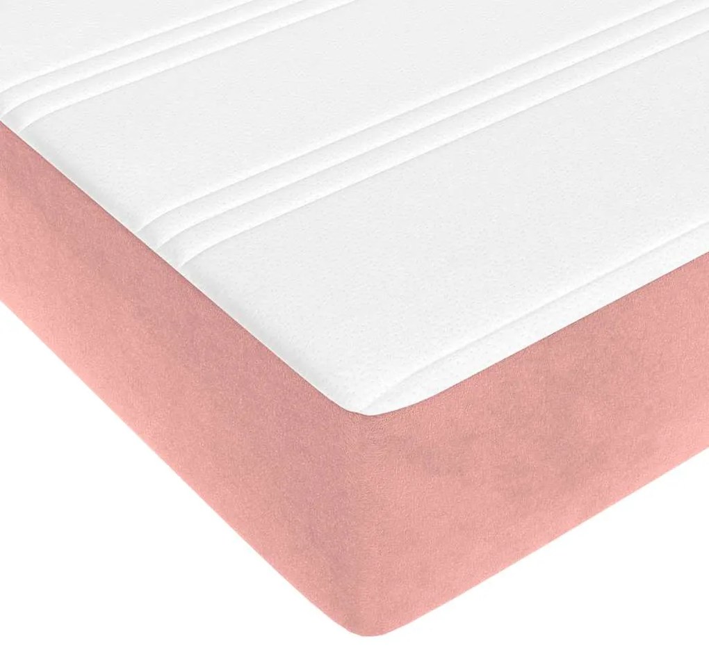 Colchão de molas ensacadas 120x220x20 cm veludo rosa