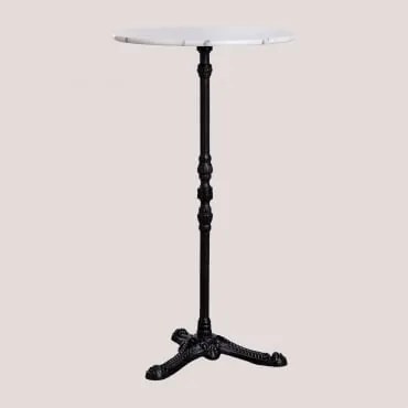 Mesa Alta De Bar Em Mármore Roma Mármore Branco & Redondo & Preto - Sklum