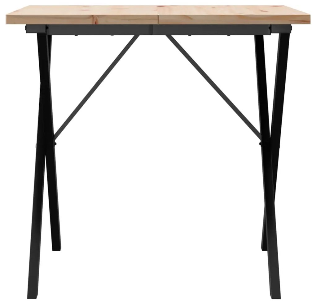 Mesa de jantar estrutura em X 90x90x75,5 cm pinho/aço