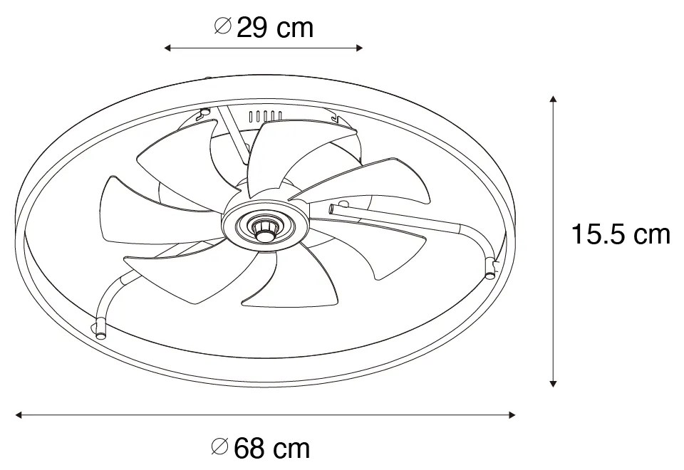 Ventilador de teto preto 70cm incl. LED regulável com controle remoto - Maddy Design