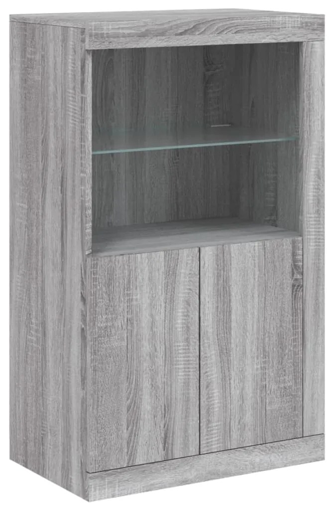 Aparador com luzes LED 181,5x37x100 cm cinzento sonoma