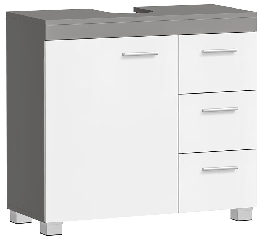 Armário de casa de banho para lavatório (não incluído) 2 compartimentos 30 x 70 x 64 cm Branco-cinzento cimento