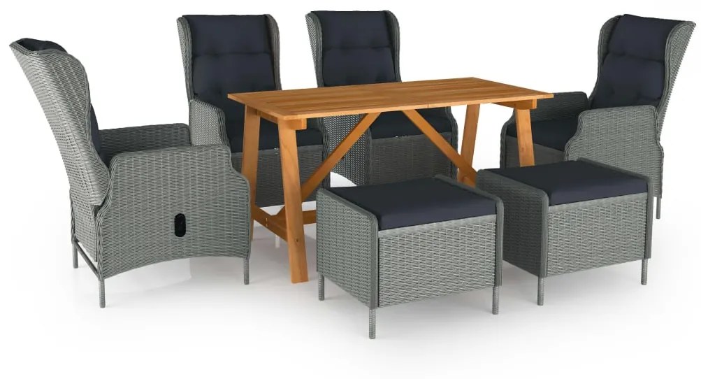 vidaXL 7 pcs conjunto de jantar para jardim cinzento-claro