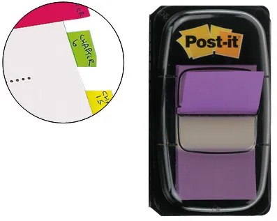 Bandas Separadoras Post-it Index 3m, 25,4x43,1 mm Violeta Dispensador de 50 Unidades