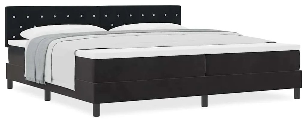 Cama Box Spring vidaXL com Colchão Preto 200x200 cm Veludo