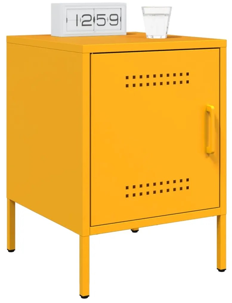 Mesas de cabeceira 2 pcs 36x39x50,5 cm aço amarelo mostarda