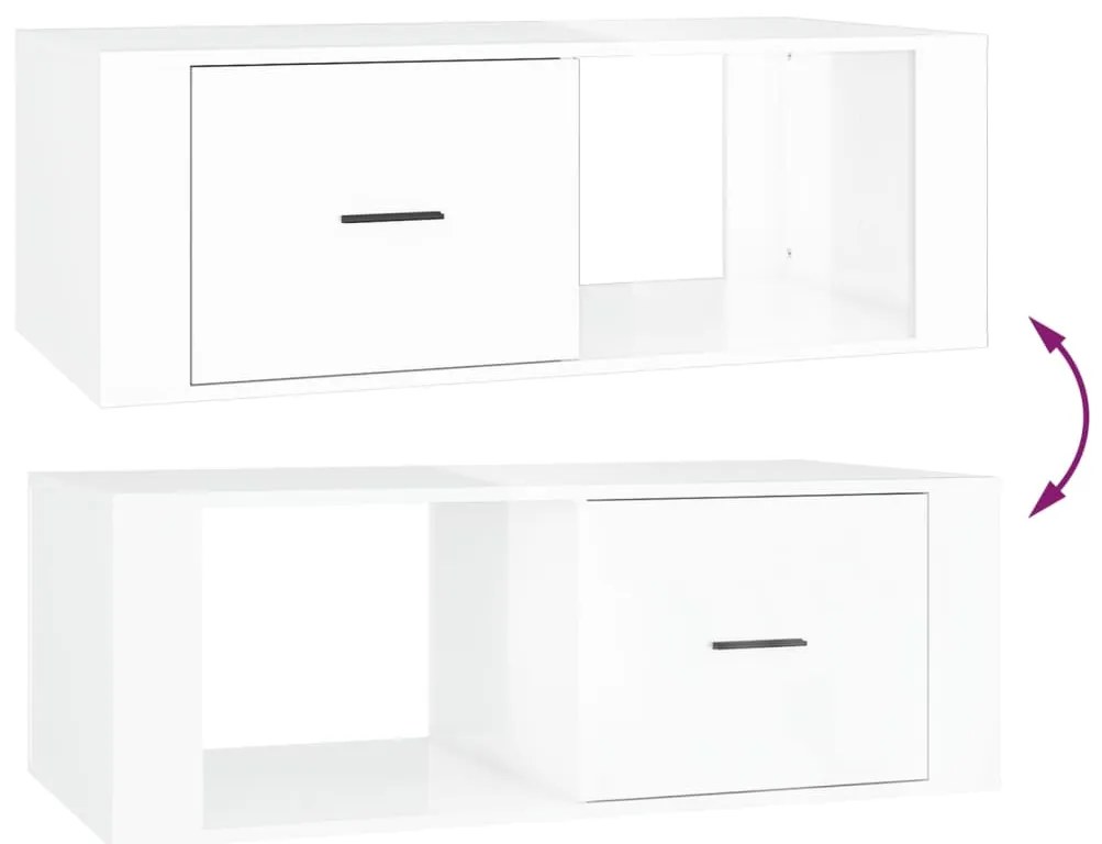 Mesa de centro 100x50,5x35cm derivados madeira branco brilhante