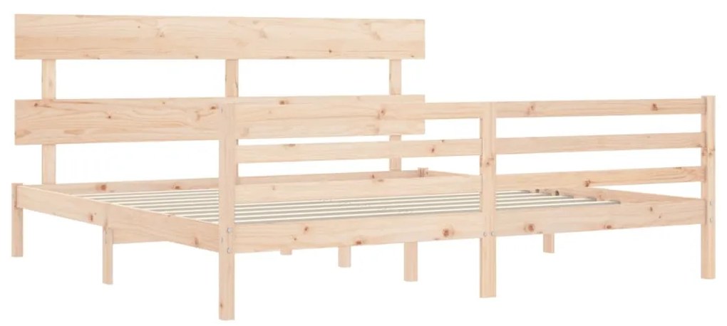 Estrutura de cama com cabeceira 200x200 cm madeira maciça