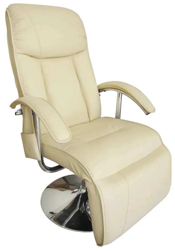 vidaXL Cadeira de massagens couro artificial branco nata