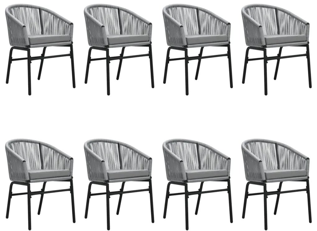 9 pcs conjunto de jantar para jardim cinzento