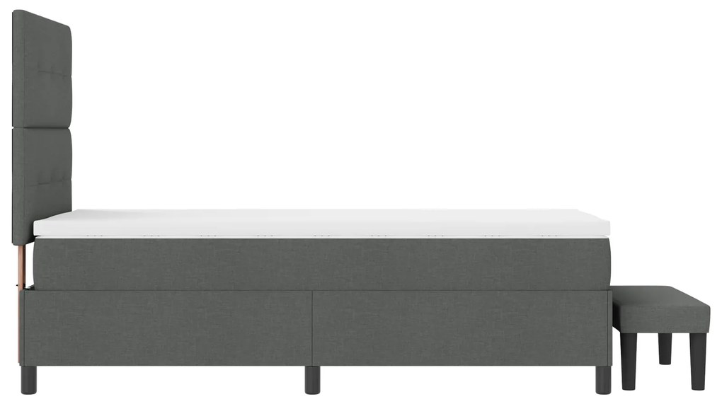 Cama Box Spring com Colchão & Banco Cinza Escuro 90x200 cm Tecido