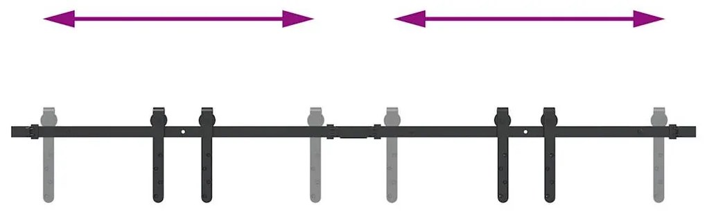 Kit p/ porta de armário deslizante 152 cm aço carbono