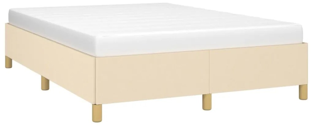 Estrutura de cama sem colchão 140x200 cm tecido cor creme