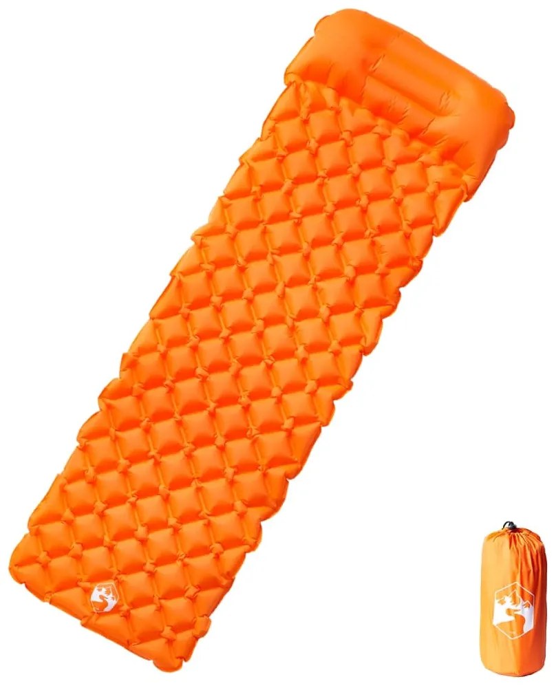 vidaXL Colchão de campismo insuflável c/ almofada 1 pessoa laranja