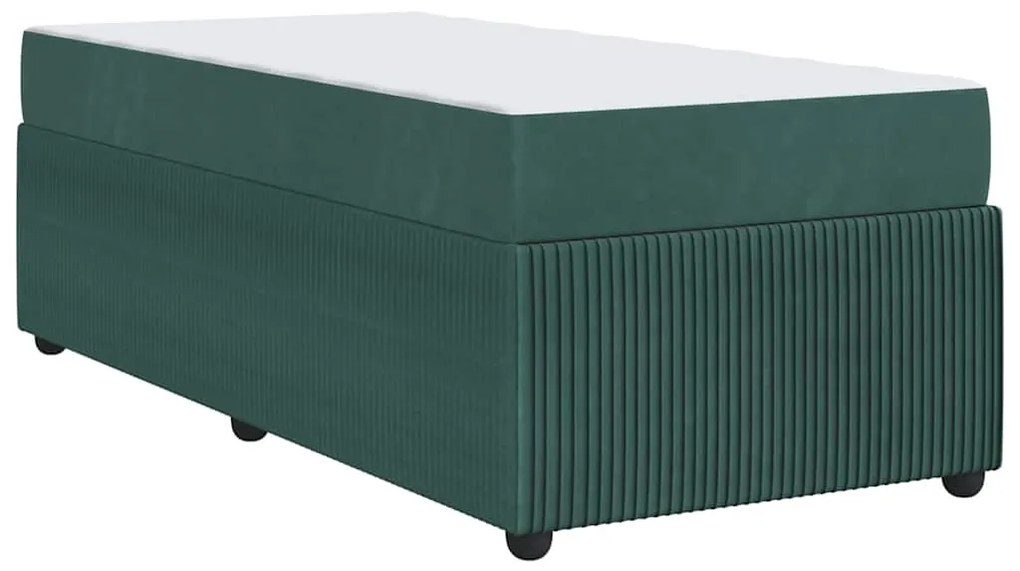 Estrutura de cama com colchão Verde-escuro 90 x 190 cm Veludo