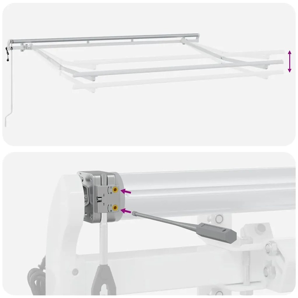 Toldo Retrátil Manual Marrom e Branco