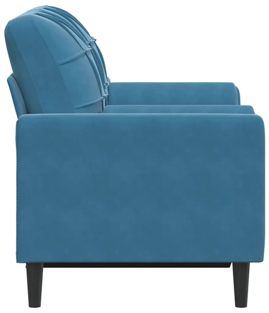 Sofá 2 lugares c/ almofadas decorativas 120 cm veludo azul