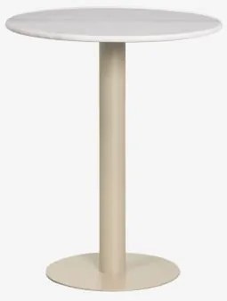 Mesa De Bar Redonda Em Pedra Natural Xiren Ø70 Cm & Beige Tapioca & Mármore Branco Guangxi - Sklum