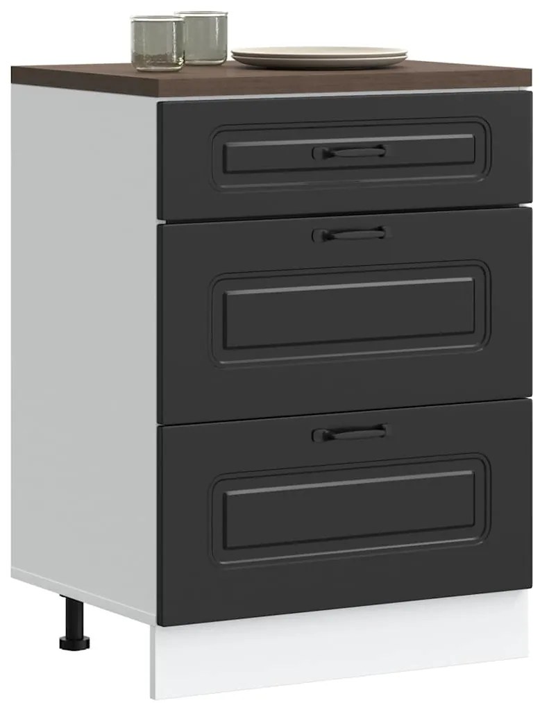 Armário de cozinha baixo Kalmar madeira artificial preto