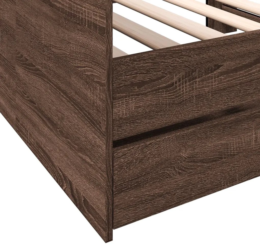 Sofá-cama com gavetas sem colchão 90x190 cm carvalho castanho