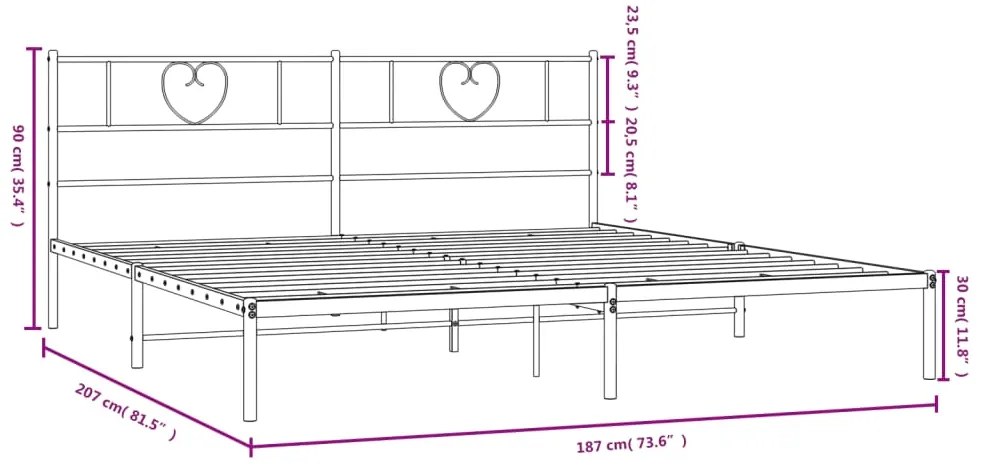 Estrutura de cama com cabeceira 180x200 cm metal branco