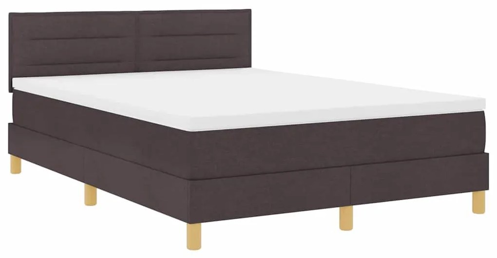 Cama Box com Colchão e LED Castanha 140x190 cm Tecido