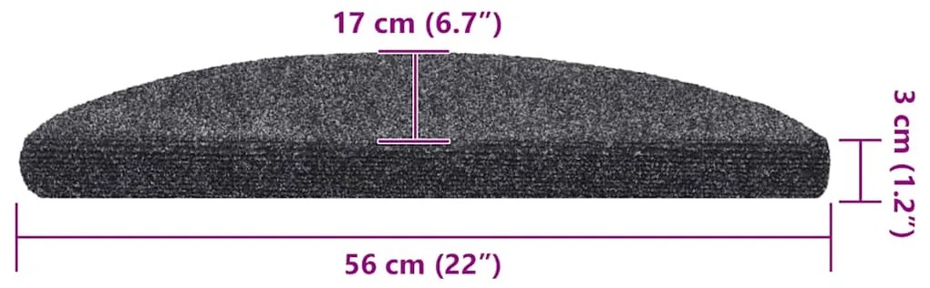 Tapetes de escada adesivos 30 pcs 56x17x3 cm cinzento-escuro
